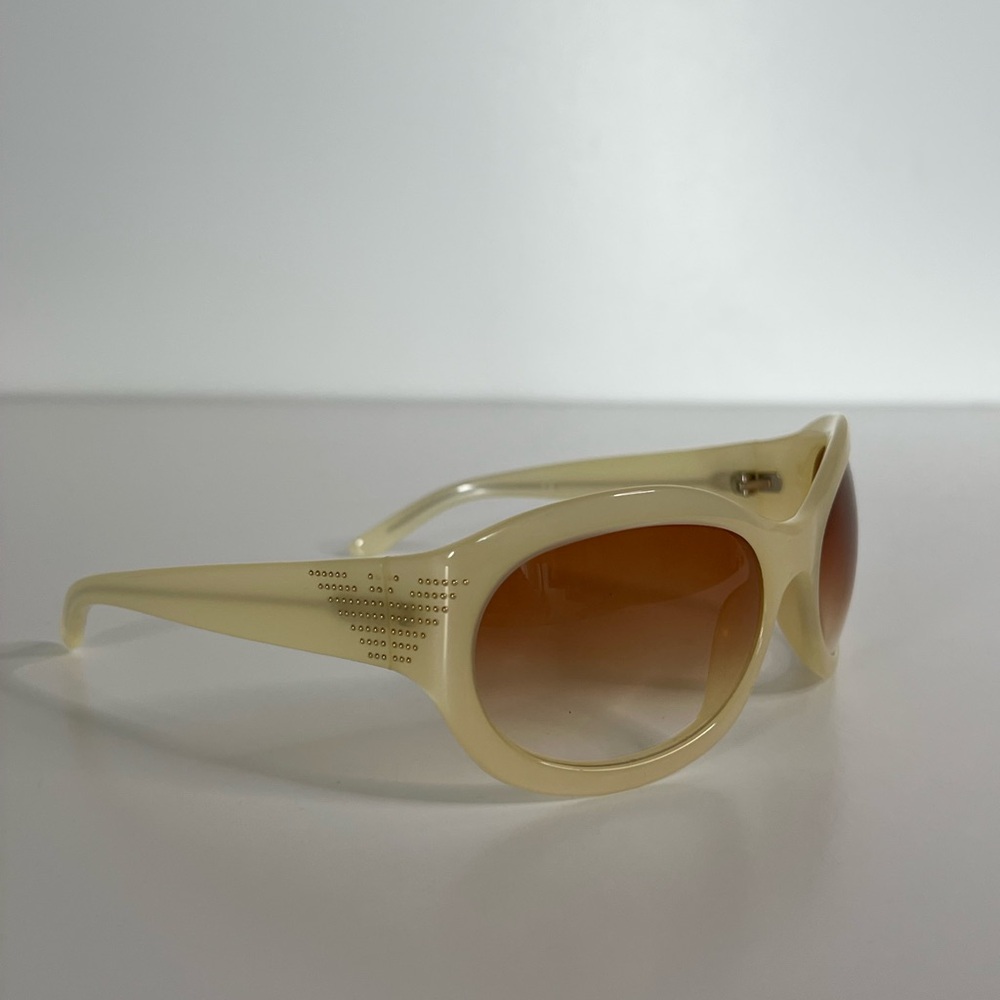 Emporio Armani Cream Sunglasses with Vintage-Inspired Design